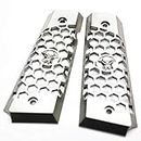 WE Hex Cut Grip Cover with Skull Logo for WE 1911 Airsoft GBB Silver
