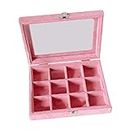CLUB BOLLYWOOD® Pink Transparent Lid Velvet Jewelry Tray Rings Earrings Storage Box 12 Grids | Household Supplies & Cleaning | Home Organization |Home & Garden |Storage Boxes