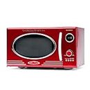 Nostalgia Retro Countertop Microwave Oven, 0.9 Cu. Ft. 800-Watts with LED Digital Display, Child Lock, Easy Clean Interior, Cu.Ft, Red