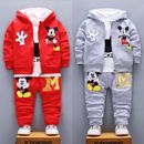 3pc Kid Baby Boy Girl Mickey Hoodie Coat+T shirt+Pants Outfit Casual Clothes Set