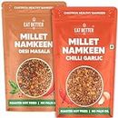 Eat Better Co - Crispy Millet Mixture - Chatapata Healthy Namkeen - Ragi, Jowar, Rice Crispies roasted with Peanuts & Channa (Chilli Garlic & Mast Masala Combo Pack, Pack of Two - 200 grams)