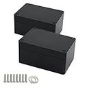 HoHaing Project Box IP65 Waterproof Dustproof Junction Box ABS Plastic Enclosure Box for Electronics Black Outdoor Project 3.93"x2.68"x1.97"(100 x 68 x 50 mm)(2Pcs)