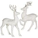 RAZ Imports Set of 2 Holiday Reindeer Figures: 12.5 Inches Glitter Reindeer Decor by (Silver)