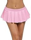 Avidlove Women Sexy Role Play Pleated Mini Skirt Ruffle Lingerie for Schoolgirl Pink