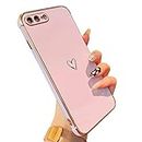 ZTOFERA Compatible with iPhone 7 Plus/iPhone 8 Plus Case for Girls Women, Flexible Silicone Protective Phone Case with Cute Love Heart Pattern Golden Edging Shockproof Bumper Cover, Purple