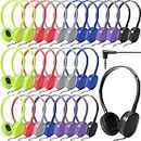 30 Pack Wired Headphones, Adjustable On Ear Headphones, Kids Headphones with Stereo, Children Headphones Earbuds for Kids, Boys, Girls, Schools, Laptop, Travel, Plane, Tablet, 6 Colors