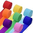 Hejo Crepe Paper Streamers 8 Rolls 200 Meter, 8pcs 25mx4.5cm Colorful Paper Streamers, 8 Color Crepe Paper Rolls Fit for Birthday, Bridal Shower, Bachelorette, Baby Shower, Anniversary, Party