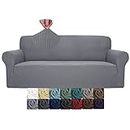 JIVINER High Stretch Couch Covers for 3 Cushion Couch 1-Piece Jacquard Sofa Slipcovers Fitted Washable Sofa Covers with Elastic Bottom Furniture Protector for Kids Pets (Sofa, Light Gray)