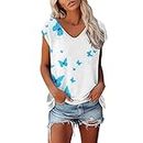 My-Account Login,Womens Cotton Short Sleeve Shirts Women Summer Casual Loose Short Sleeve Low Neck Top (Sky Blue #2, S)