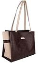 Carrylux Dual Tone Large Capacity Croco Pattern Tote Handbags Purses Shoulder Bag For Womens (Chocolate)