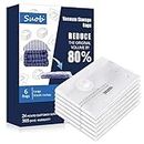 Suob Vacuum Storage Bags - Eco-Friendly Compression Bags for Space Saving, Ideal for Bedding, Pillows, Clothes and Blankets - 6 Pack Large Vacuum Seal Bags for Home Organization and Storage