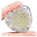 EDMIRIA Crystal Orgone Pendant | Flower of Life Design | Spiritual Reiki | Chakra Healing Pendant with Adjustable Cord| Stone Amulet Pendant for Protection and Health (Selenite)