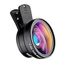 ALM Mobile Phone Lens Kit Super Wide Angle, Micro, Fish Eye Lens Professional HD Camera Lens for iPh-one, Android Smartphone, Tablets & Laptop with 1 Year Warranty (Black 0.45X Lens