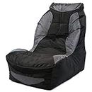 Couchette® Upbeat XXL Gaming Chair Polyester Outdoor Bean Bag in Black and Grey Finish (Filled with Beans)