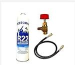 Cool Fast R22 Gas Can (Refromax) with Genuine Can 1Valve + 1 Charging lain Refrigerant Net Weight 1 kg for Air Conditioner Gas Weight 800 Gram - Multicolor