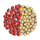 50 PCS Self Adhesive Bees Ladybirds Wooden Embellishments Craft Card Wood Toppers Bee Flat Back Stickers for DIY Decoration (50)
