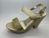 Ladies Shoes No!Shoes Shaped Gold Chunky Wedged Heels CLEARANCE Size 8 or 9
