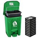Outdoor Dog Poop Trash Can, Dog Waste Trash Can Pet Waste Container for Dog Poop Garden Yard Home with Lid and Removable Inner Bin, 500PC Waste Bag, Green