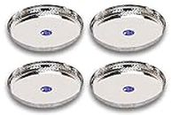 Sharda Metals Elegant Stainless Steel Mathar Hammerred Lunch Dinner Thali Plates Set of 4 - Elevate Your Kitchen Dining Experience