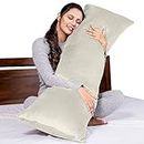 MY ARMOR Microfibre Full Body Long Sleeping Pillow for Pregnancy, 53"x16" Inches, Side Sleeping, Hugging, Cuddling, Relaxing, Washable, Premium Velvet Outer Cover with Zip (Cream)