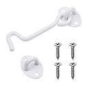 Eco-Fused 4-inch Heavy Duty Hook and Eye Latch - 1x Barn Door Lock (White), 4X Mounting Screws - Powder Coated Stainless Steel Hooks for Door, Windows, Sheds, Fences, Gates, Closets, Cabinets