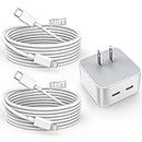 10FT iPhone Charger Fast Charging,40W USB C Fast Charger iPhone[Apple MFI Certified]2Pack 10foot TypeC to Lightning Cable Dual Port Apple Fast Charger Power Adapter for iPhone14/13/12/11/XS/XR/SE/iPad