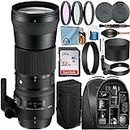 Sigma 150-600mm f/5-6.3 DG OS HSM Contemporary Lens for Canon EF-Mount with 32GB SanDisk Memory Card + Case + 3 Pieces Filter Kit + A-Cell Accessory Bundle
