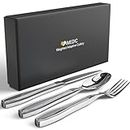 iMedic Weighted Utensils for Hand Tremors - 3-Piece Adaptive Utensils with Gift Box - Weighted Silverware for Hand Tremors - Weighted Silverware for Parkinsons
