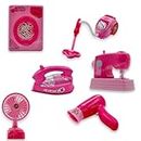 Vikrida Battery Operated Plastic Household Home Appliances Play Set Toys with Realistic Sound for Kids - Pink