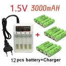 Rechargeable Battery AA3000 MAh + Smart Charger AA Battery 1.5 V + Charger