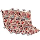 Makimoo Set of 4 Outdoor Dining Chair Cushions, Comfort Patio Garden Seating Cushions, 44 x21x4.5 inch, For Garden Furniture, Blue and Red Leaves