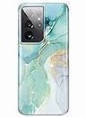 luolnh Galaxy S21 Ultra Case,Samsung Galaxy S21 Ultra Case Marble Brilliant Cute Design Shockproof Soft Silicone Rubber TPU Bumper Cover Skin Phone Case for Samsung S21 Ultra 5G-Abstract Mint