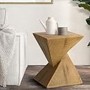 Oikiture Side Table Wooden End Table Terrazzo Concrete Coffee Table Home Living Room Bedside Table