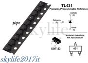 10pz TL431 431 Programmable Precision Reference Shunt Regolatore SOT-23 SMD