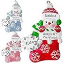Baby First Christmas Ornament 2023,Personalized Christmas Ornament - 3 Color Options - Babys First Christmas Ornament 2023 Boy Girl w/Name and Year,Snowman Custom Christmas Tree Ornament