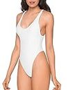 Dream X Fashion Women's One Piece Thong Swimsuit (DXF_295_White_X-Large)
