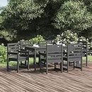 Rantry Casa Set de salle à manger pour jardin 7 pièces gris en bois massif de pin, ensemble de jardin extérieur, table et chaises, table avec chaises d'extérieur, tables et chaises extérieures