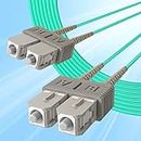10Gtek Fiber Patch Cable - SC to SC OM3 10Gb/Gigabit Multi-Mode Jumper Duplex 50/125μm LSZH Fiber Optic Cord for SFP Transceiver, Aqua, 1-Meter(3.3ft)