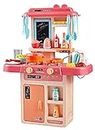 LONGMIRE Plastic 42 Pcs Big Size Kitchen Playset | Musical & Light Kitchen Set Toy for Kids with Sound and Accessories Set for 4 Year Old (36 Pcs Kitchen Set)