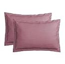 VAS COLLECTIONS Premium 210 TC 100% Pure Cotton Satin Stripes Pillow Cover Set of 2 Pcs, for Hotel Hospital Uses, 18x28 inches - Onion