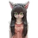 Rolamumu Fursuit kig Animal mask, Anime Style Animal Hood, Lolita Halloween Costume Headgear, Wearable Hood Party Disguise (Color : L)