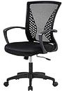 BestOffice Home Office Chair Ergonomic Chair Mid Back PC Swivel Lumbar Support Adjustable Desk Task Computer Comfortable Mesh Chair with Armrest (Black)