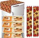 KITCHEN WORLD Kitchen Combo Fridge Top Cover(21 X 39 Inches), Fridge Handle Covers (12 X 6 Inches)+ 4 Fridge Mats (11 X 17 Inches), 7 Piece Set (Rose)