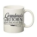 SKY DOT Grandmas Kitchen Good Food Served Daily with a heaping Spoon of Love Funny Kitchen Chef Food Love Gift, Gift Ideas Printed Ceramic Tea/Coffee Mug