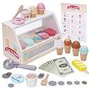 Wooden Ice Cream Counter Playset for Kids, Toddler Girl Toys Kitchen Playset Pretend Play Gifts for 3 4 5 6 Year Old Girl or Boy, Play Food Scoop and Serve, Play Kitchen Sets for Kids Ages 4-8