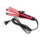 Arzet NHC-2009 Hair Straightener and Curler 2 in 1, Ceramic Plate, Quick Heat Up 180°C, Dual Function Flat Iron for Fine Hair, 360° Swivel Cord,(Pink)
