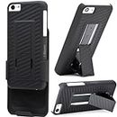 i-Blason Apple iPhone 5C Transformer Hard Shell Case Holster Combo with Kickstand and Locking Belt Swivel Clip 4G LTE (Fits AT&T, Sprint, Verizon, T-Mobile) (Black)