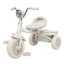UBRAVOO Baby Tricycle, Foldable Toddler Trike with Pedals, Cool Lights, Durable Wheels and Comfortable Seat, Baby First Walker Trike for 1-5 Years Old Girls, Boys (White)