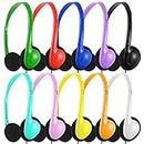 Hongzan 10 Pack Kids Headphones Bulk Multi Color for Classroom School, Wholesale Wired On-Ear Earphones Class Set for Students Children and Adult (10 Pack)