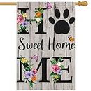 Heyfibro Home Sweet Home Garden Flag Spring Summer Floral Garden Flags 28x40 Inch Double Sided Burlap Butterfly Welcome Yard Flag for Seasonal Holiday Farmhouse Outdoor Decoration(ONLY FLAG)